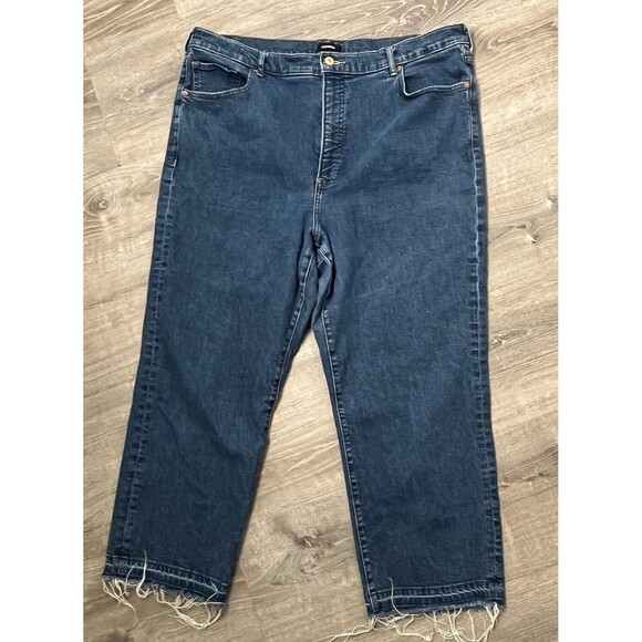 Express Jeans Women 18 R Modern Straight Leg Super High Rise‎ Medium Wash Denim - Picture 2 of 7